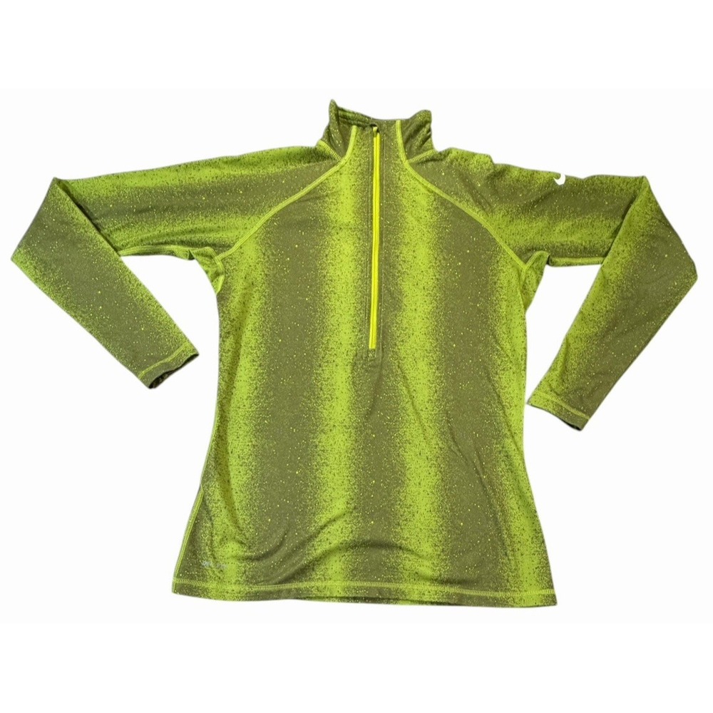 Nike Pro Men's L Compression 1/4 Zip Long Sleeve Shirt Volt Running Training